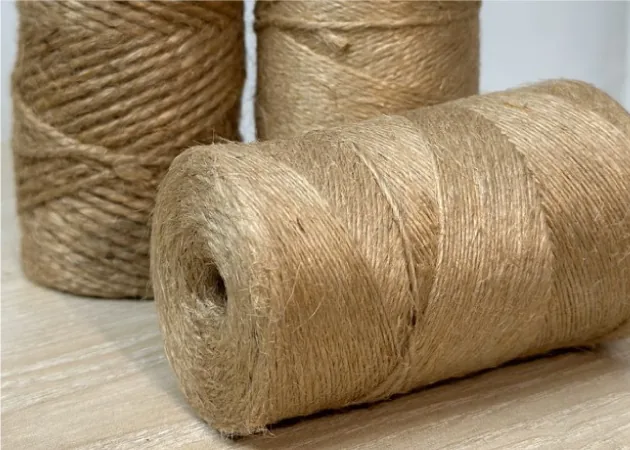 Spools of jute yarn