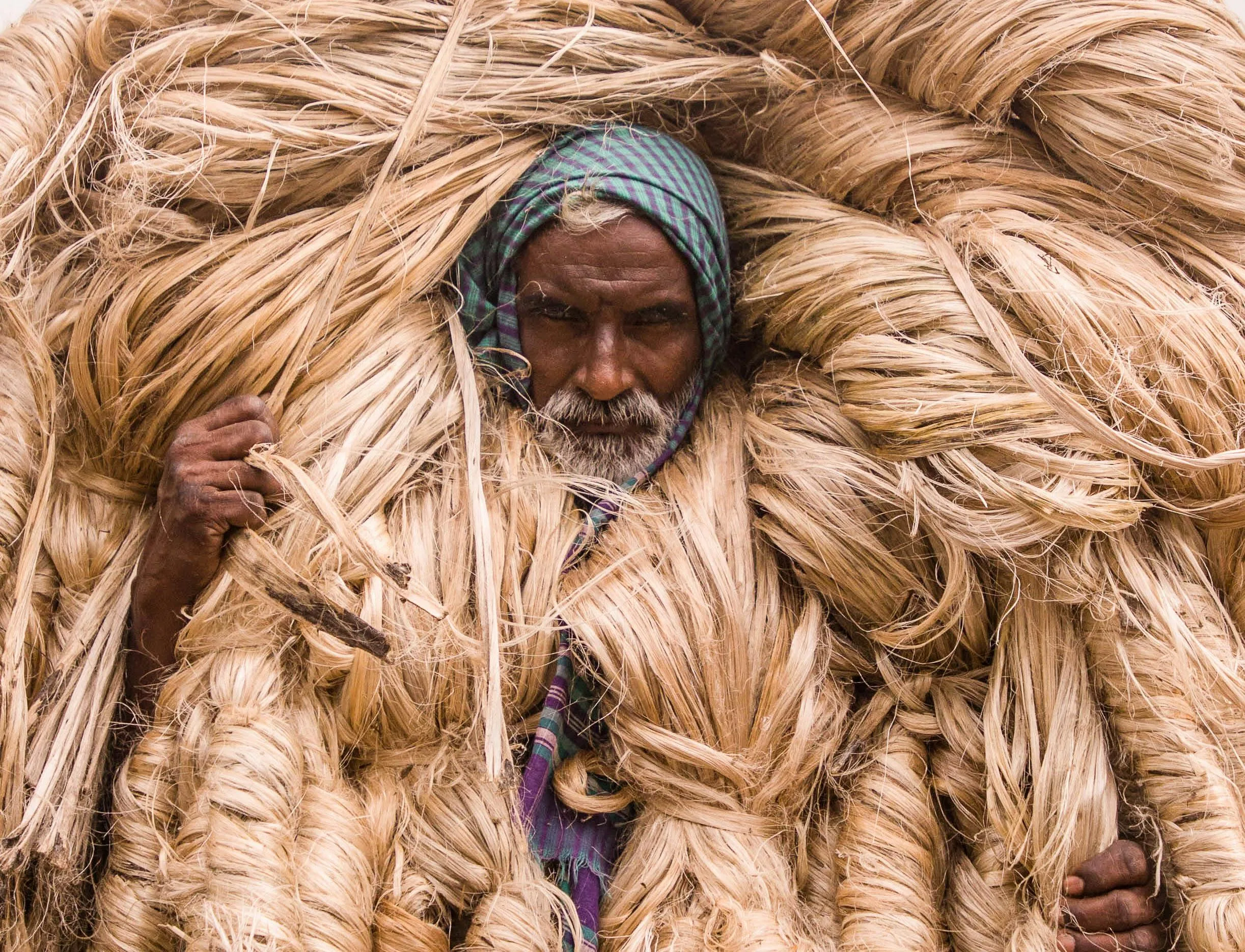 Jute sacks stacked for storage or export